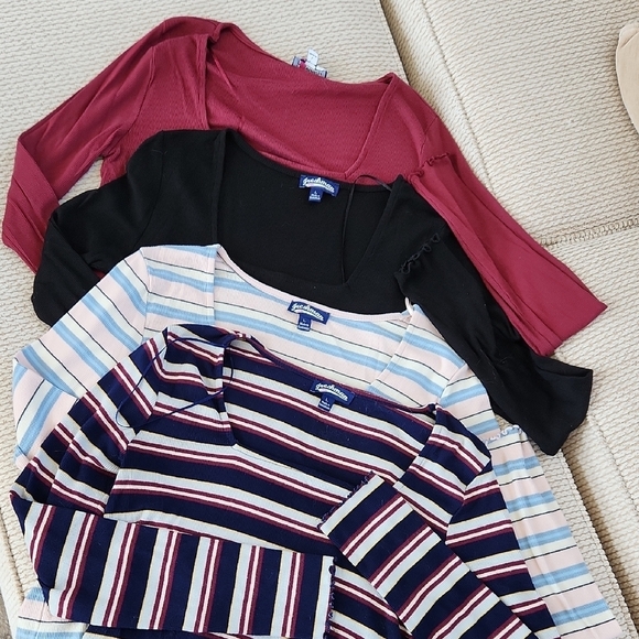 Freshman Tops - Women's Striped and Solid Tops Set, 4 Large